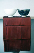 Wim Blom- Two bowls on red silk