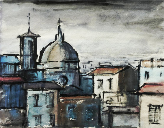 Wim Blom - Florenze Italy, water colour and oil  painted in 1955